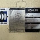 400 kW Kohler 400ROZD Generator Set data slate